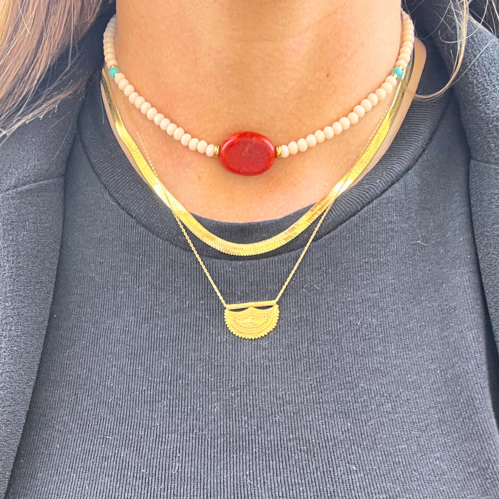 Choker Essenza di Corallo in Acciaio Gold