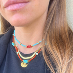 Choker Tramonto Corallino in Acciaio Gold