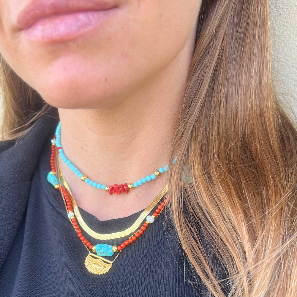 Choker Tramonto Corallino in Acciaio Gold