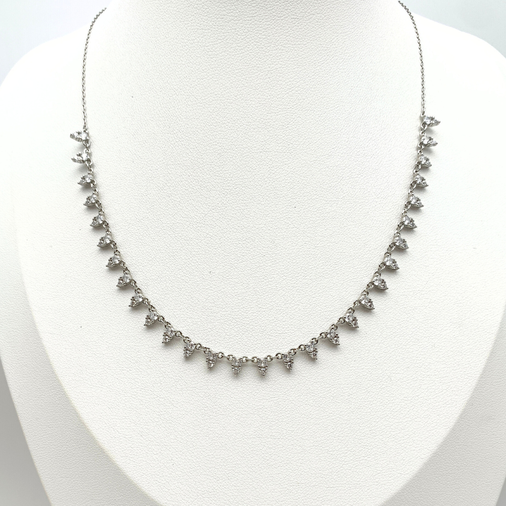 choker in argento 925 con zirconi bianchi triangolari silver