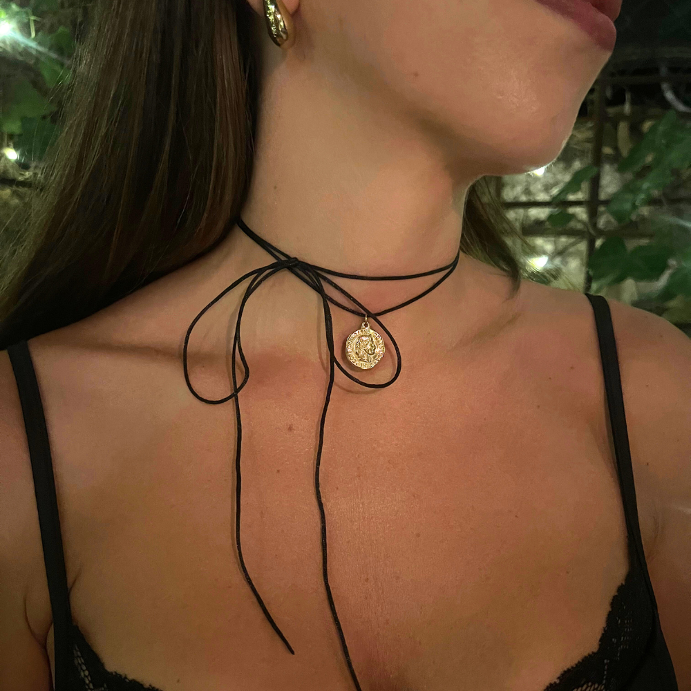 Choker Moneta in Raso in Acciaio Gold