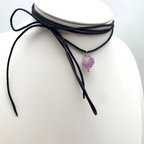choker in argento silver e raso con pietra dura viola