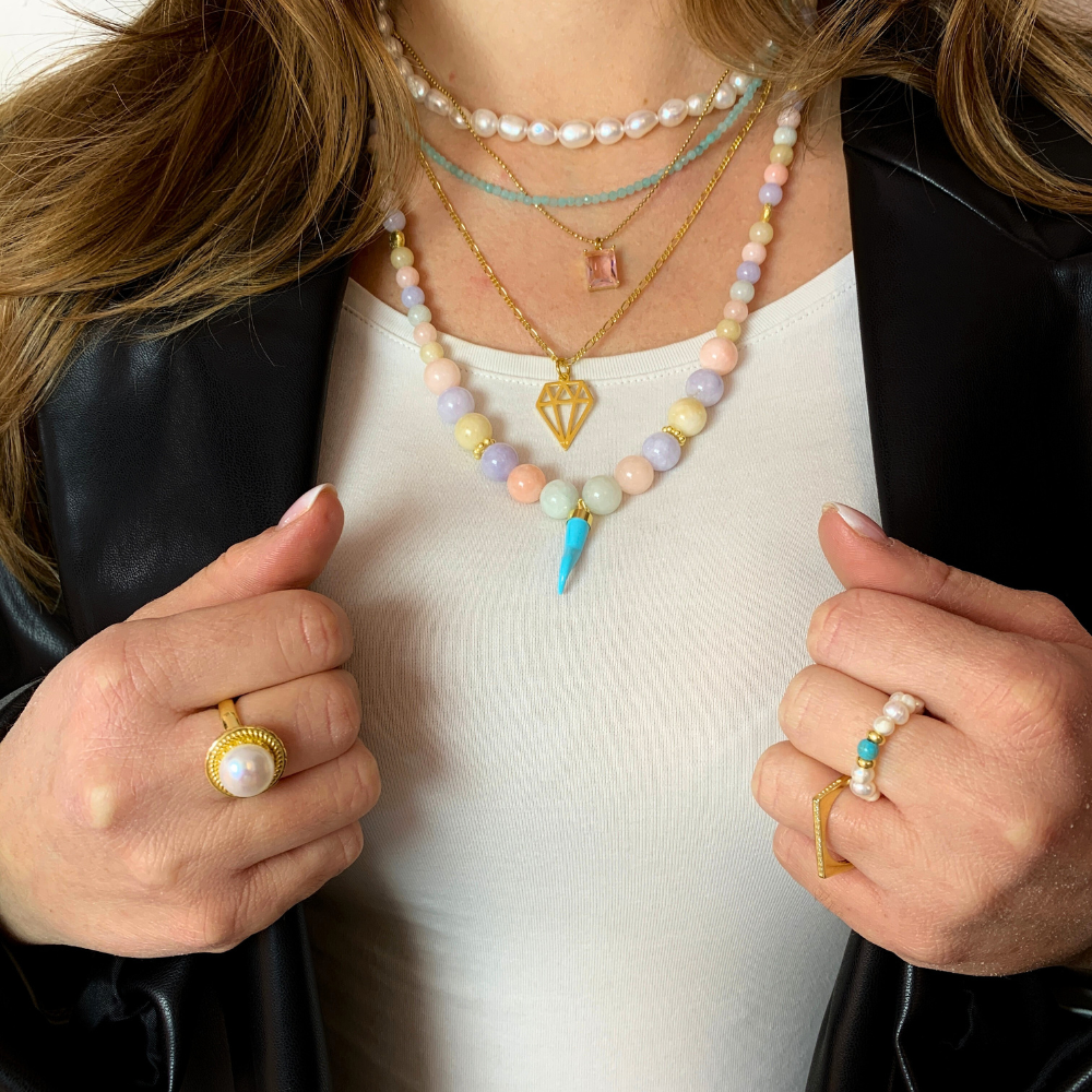 Collana Perle di Fiume in Argento Gold