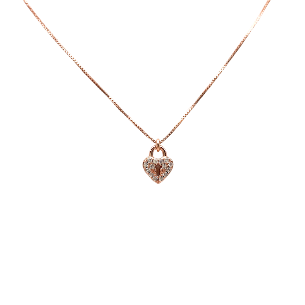 Collana Cuore Lucchetto in Argento Rosè