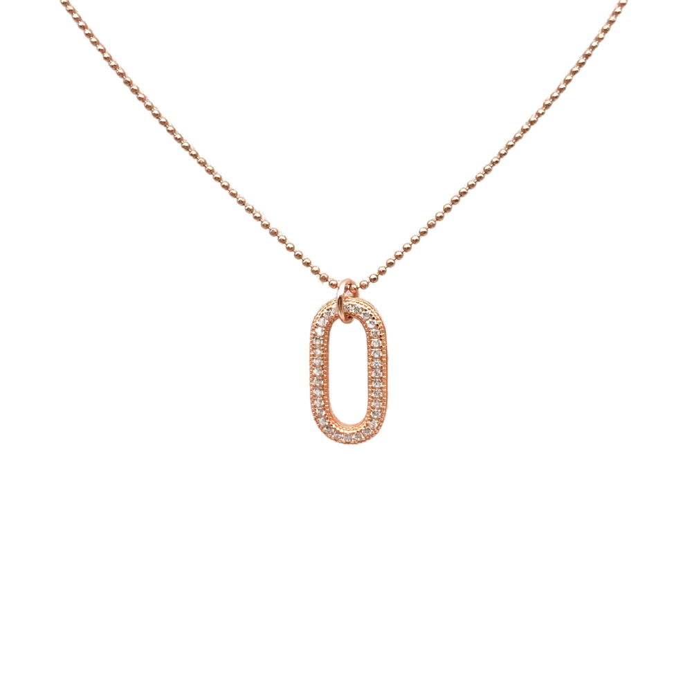 Collana Ovale Pendente in Argento Rosè