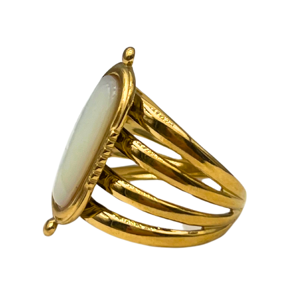 Cleo Ring in Acciaio Gold