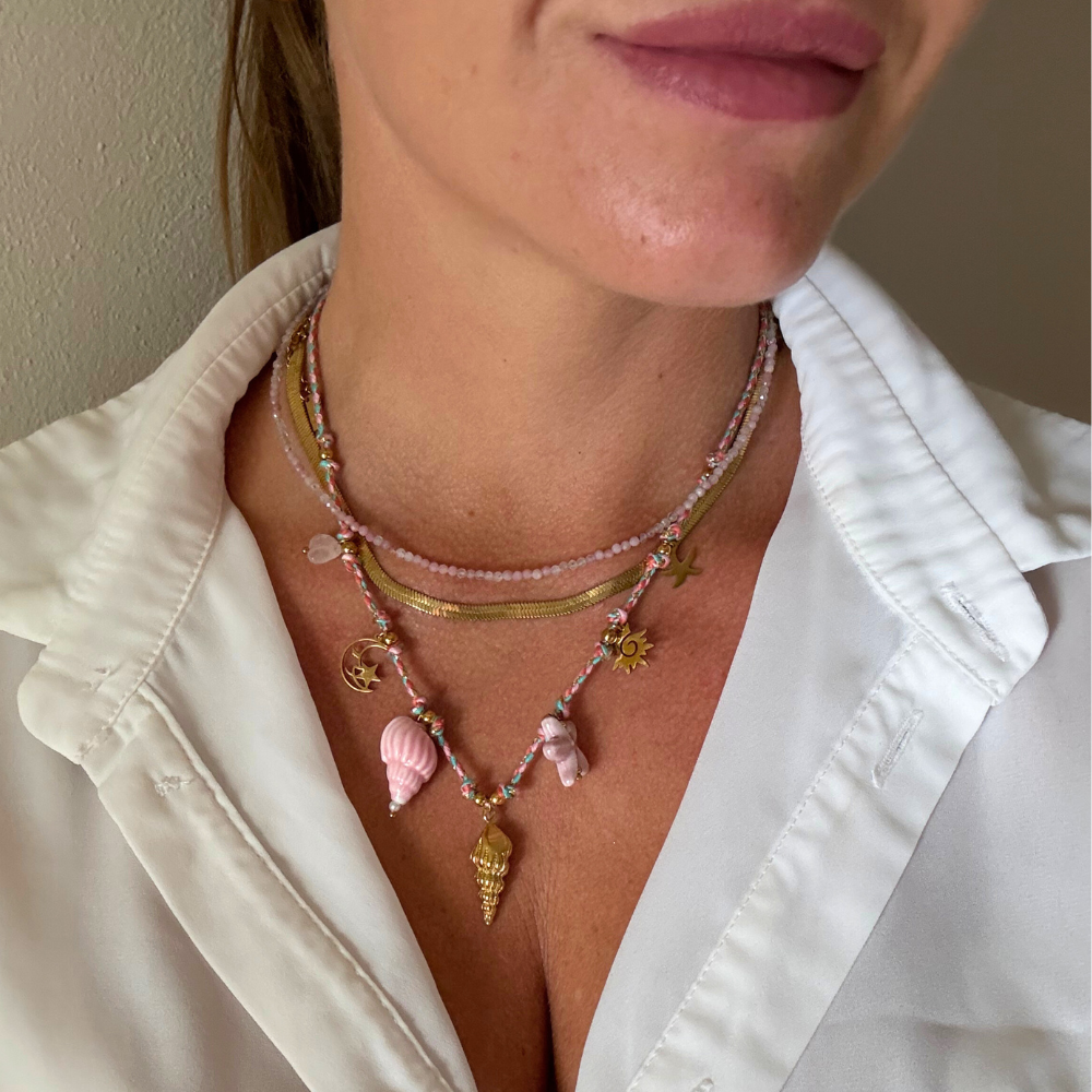 Collana Sea Gypsy Rosa in Acciaio Gold