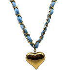 Collana Big Heart Light Blue in Acciaio Gold