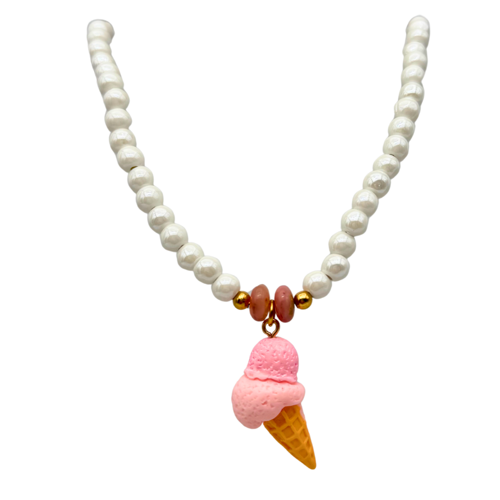 Collana Candy Cono Rosa in Acciaio Gold