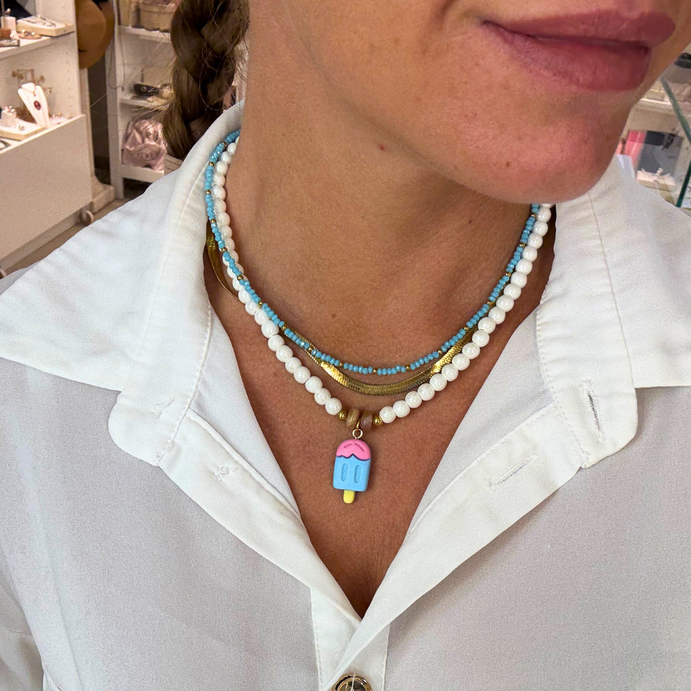 Collana Candy Ghiacciolo in Acciaio Gold
