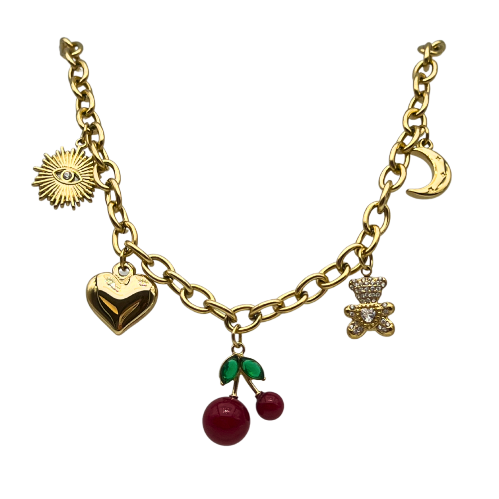 Collana Cherry Boom in Acciaio Gold