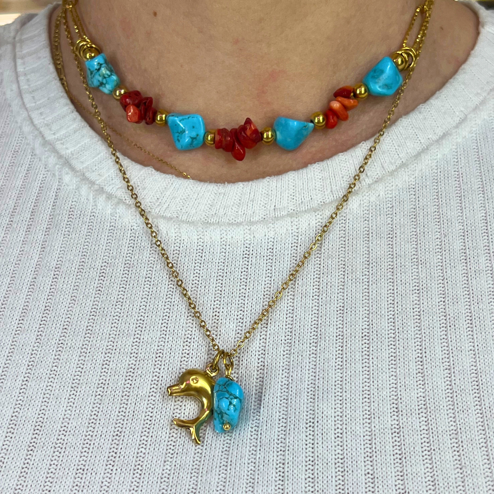 Collana Dolphin in Acciaio Gold