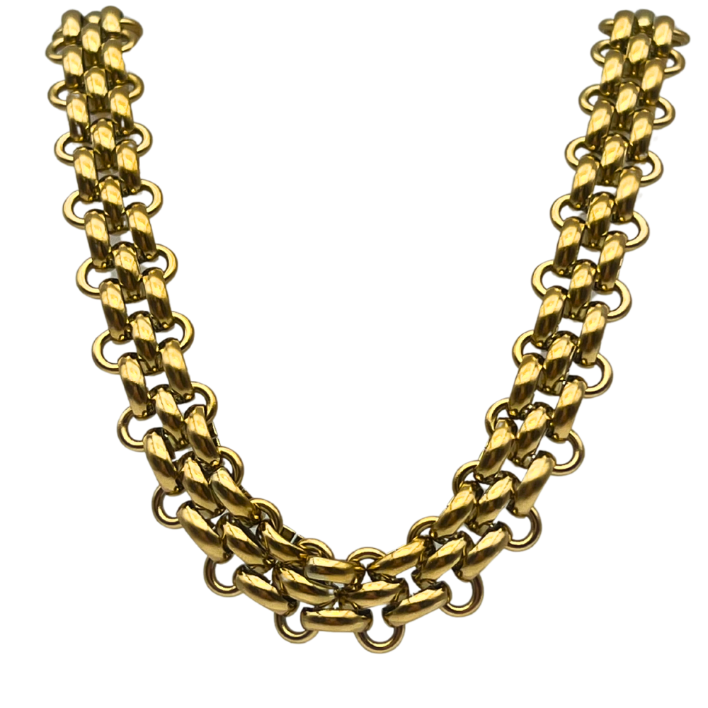 Collana Chunky con Chiusura a Timone in Acciaio Gold