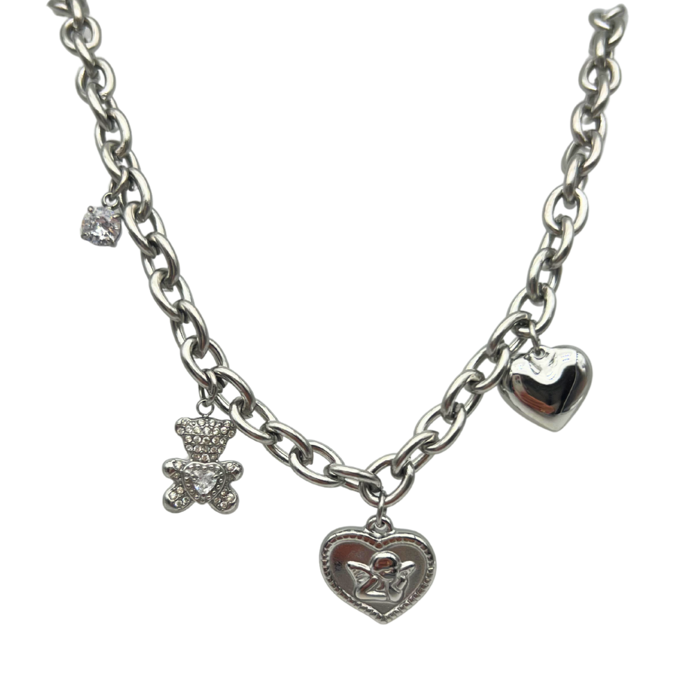 Collana Lovely Charms in Acciaio Silver