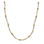 Collana con Perline Colorate Rosa Cipria in Acciaio Gold