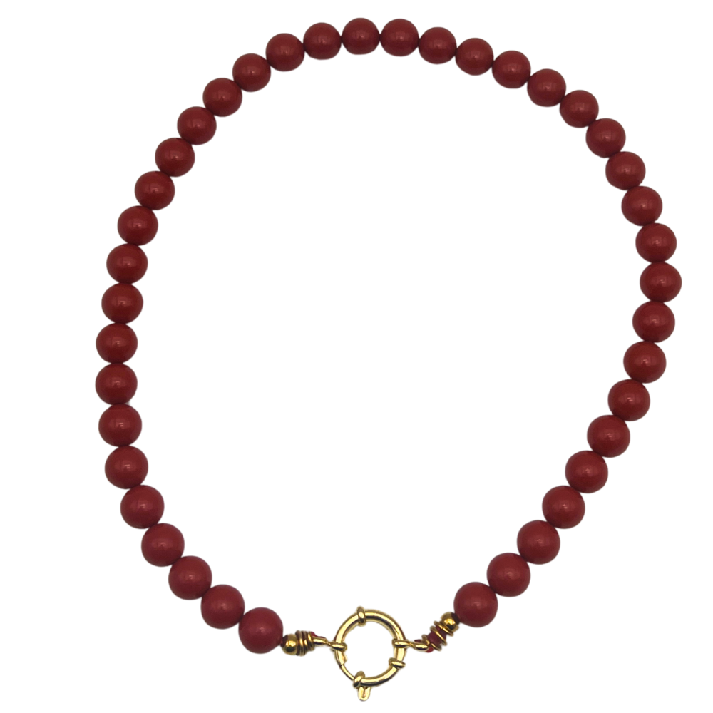 Collana Timone Rosso in Acciaio Gold