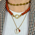 Collana Timone Rosso in Acciaio Gold