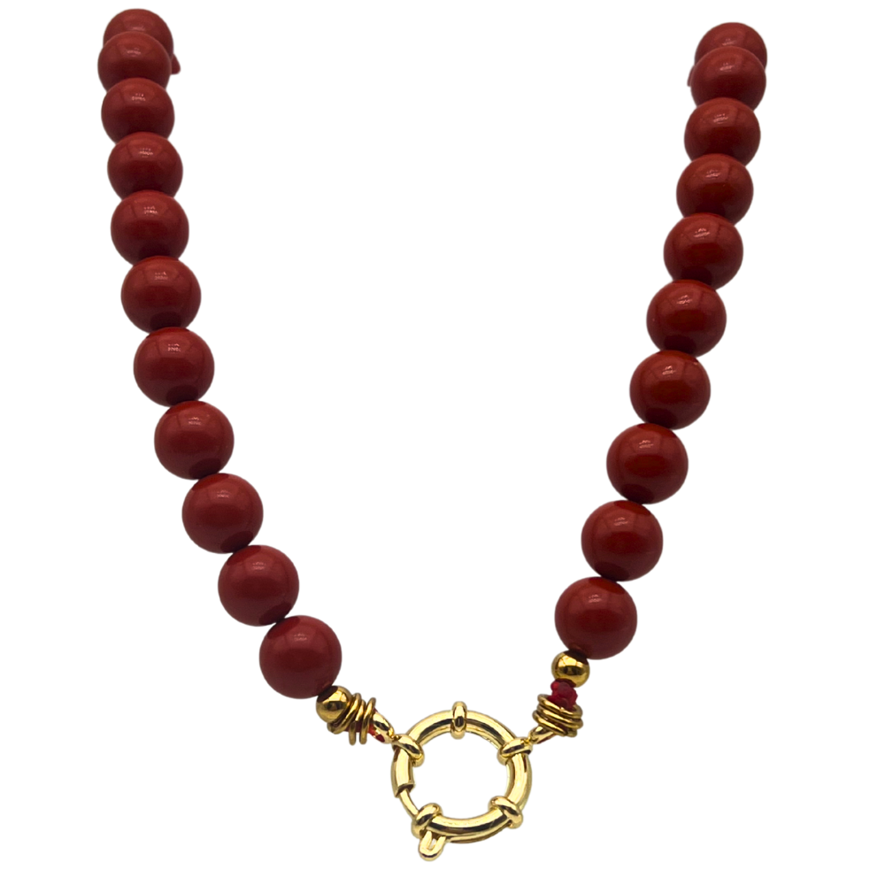Collana Timone Rosso in Acciaio Gold