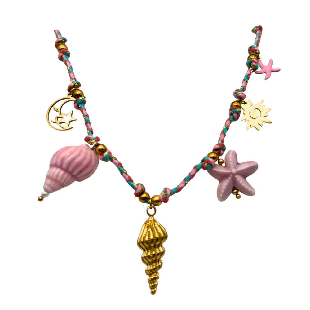 Collana Sea Gypsy Rosa in Acciaio Gold