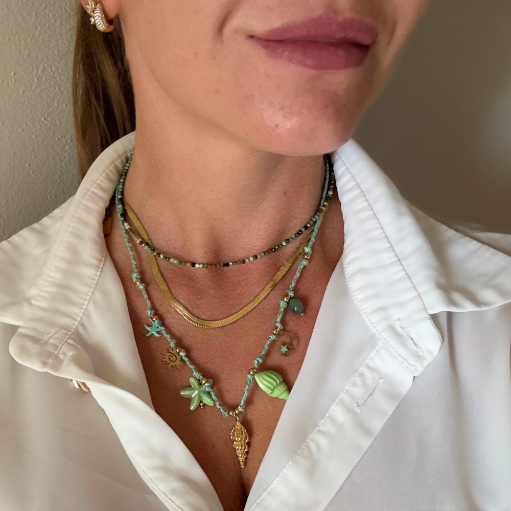 Collana Sea Gypsy Verde a in Acciaio Gold