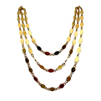 Collana 3 Fili Piastrine in Acciaio Gold