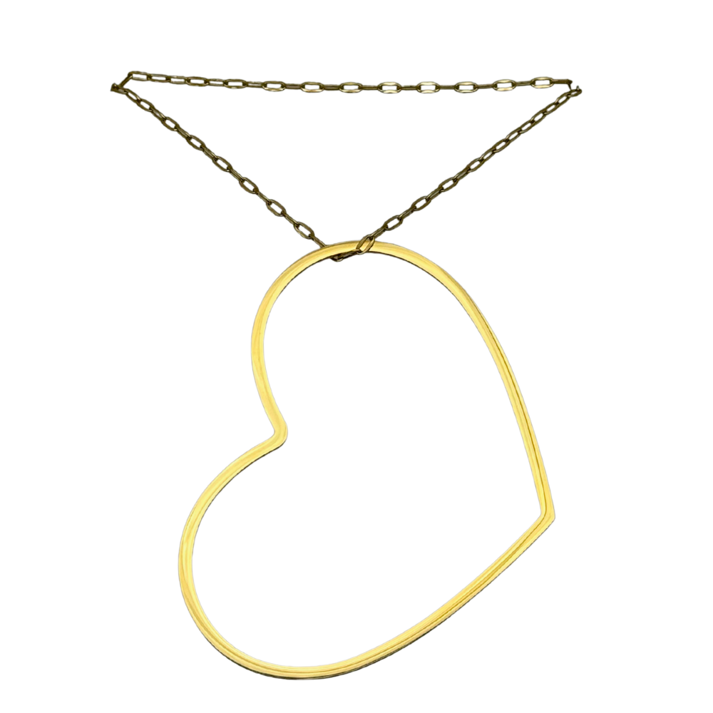 Collana Lunga in Acciaio Gold con Maxi Cuore Aperto