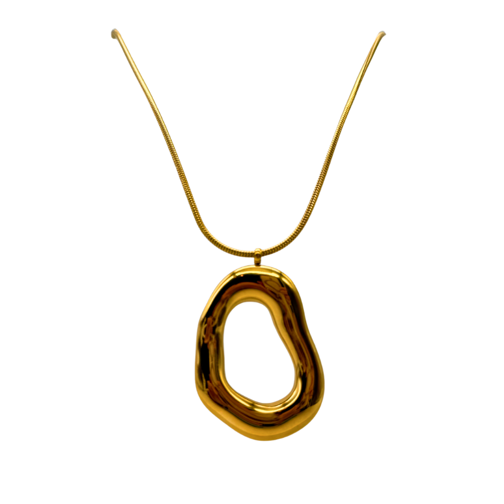 Collana Raw Oval in Acciaio Gold