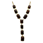 Collana V Bordeaux in Acciaio Gold