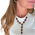 Collana V Bordeaux in Acciaio Gold