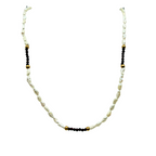 Collana Ambra con Perle di Fiume e Cristalli Marroni in Acciaio Gold
