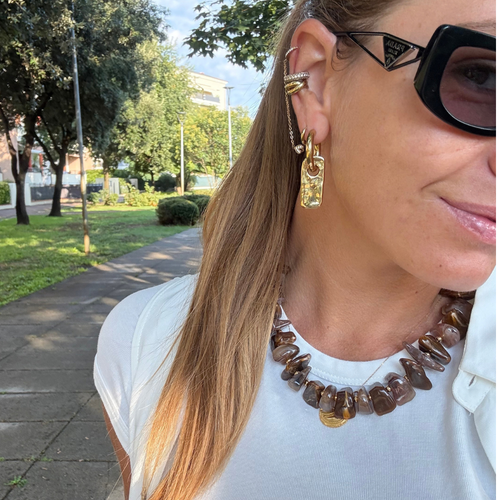 Collana Caramel Stones in Acciaio Gold