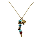 Collana Charms Sassolini Multicolor & Elefante in Acciaio Gold