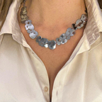 Collana Semi Rigida in Acciaio Silver con Gocce Piatte