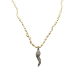Collana Choker Cornetto Micro Perle di Fiume in Acciaio Silver