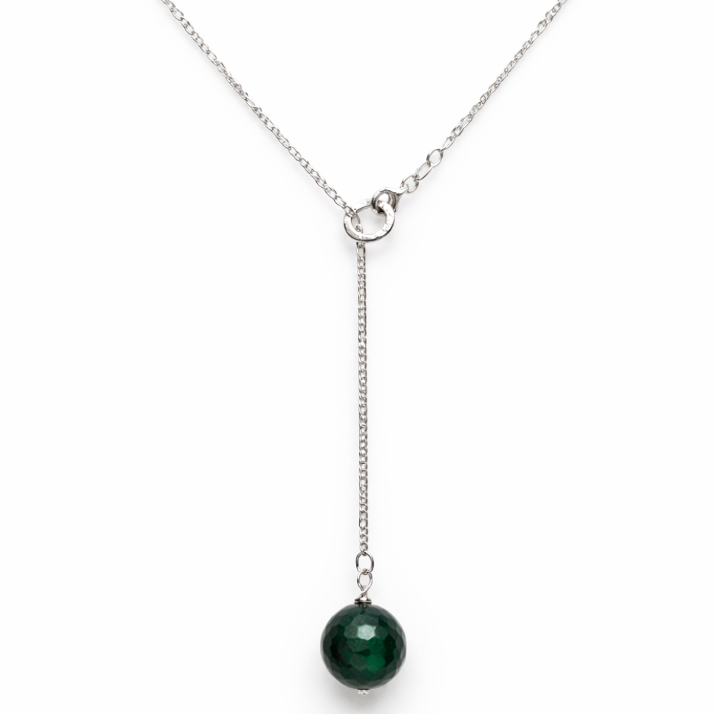 Collana Pendol con Ciondolo Agata Verde Sfaccettata in Argento 925 Silver – Gioiello Artigianale Donna