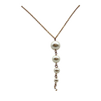 Collana Perle a V in Acciaio Gold