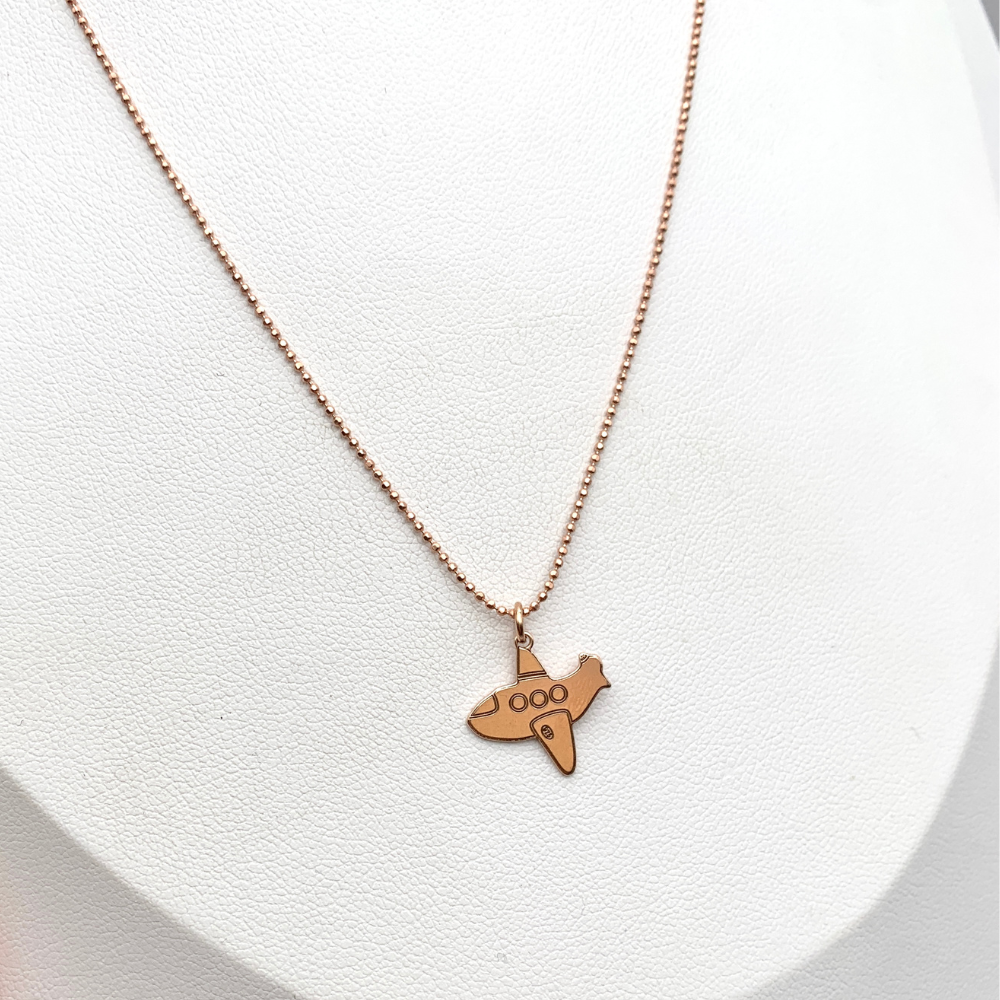 collana aereo in argento 925 placcata oro rosa 18k