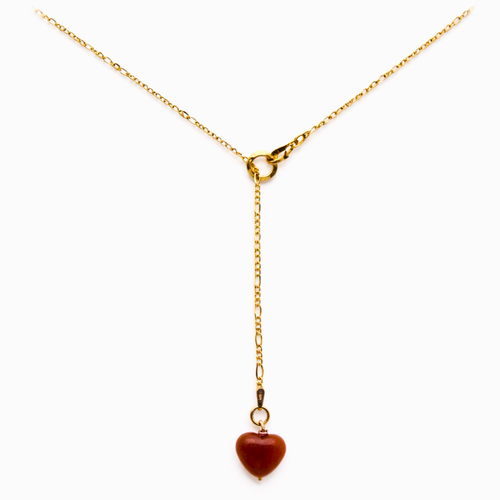 Collana Pendol con Cuore in Agata a Cuore in Argento 925 Placcato Oro 18k– Gioiello Artigianale Donna