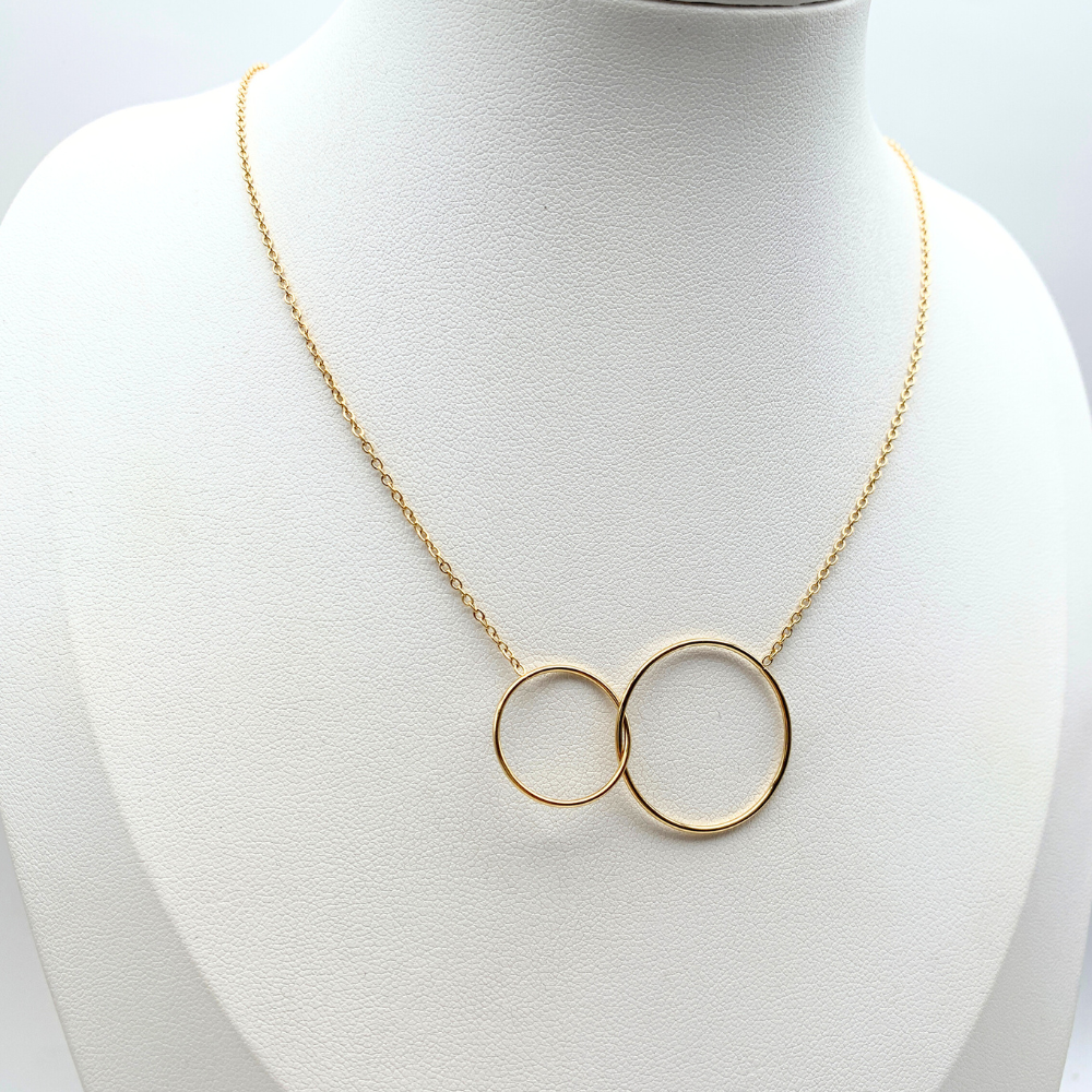 Collana Anelli Stilizzati in Acciaio Gold