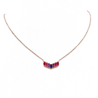 collana in argento placcata oro rosa con zirconi arcobaleno
