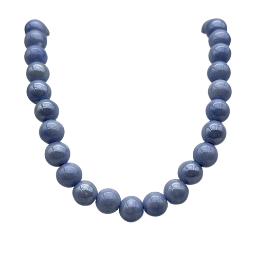 Collana Aurora Ceramica Azzurra in Acciaio Gold
