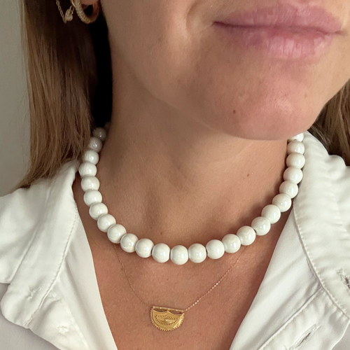 Collana Aurora Ceramica Bianca in Acciaio Gold