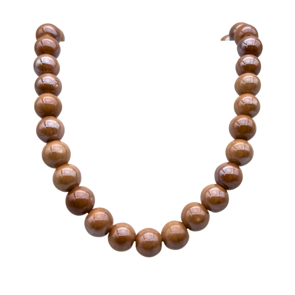 Collana Aurora Ceramica Marrone in Acciaio Gold