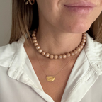 Collana Aurora Ceramica Marrone in Acciaio Gold
