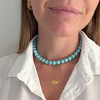 Collana Aurora Ceramica Verden Acqua in Acciaio Gold