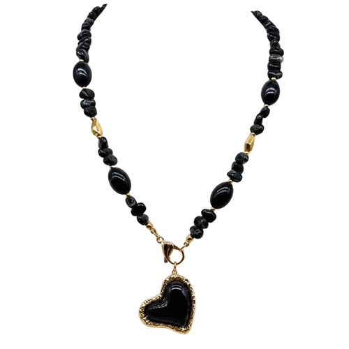 Collana Black Sweet Heart in Acciaio Gold
