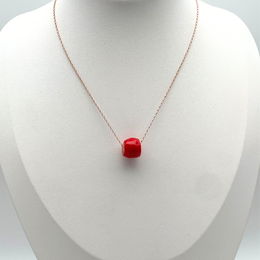 Collana Caramella Rossa in Argento Rosè