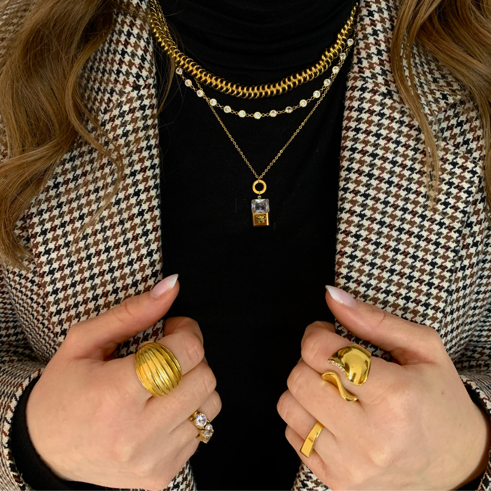 Collana Twist Chain in Acciaio Gold