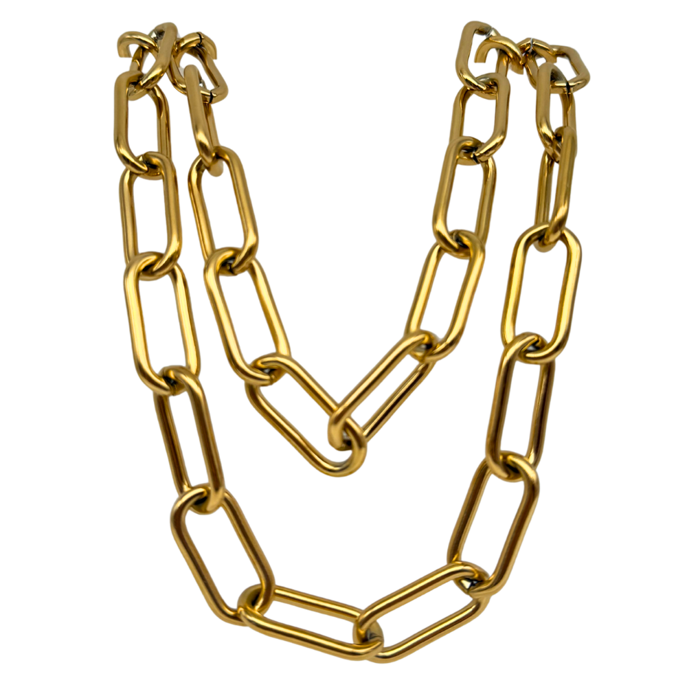Collana Catena Chunky in Acciaio Gold