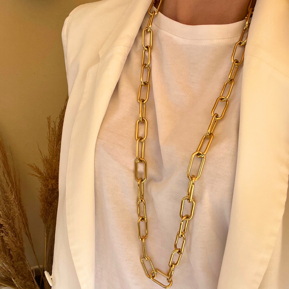 Collana Catena Chunky in Acciaio Gold